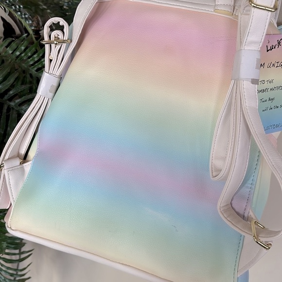 NWT Betsey Johnson Kitty Cat Unicorn Pastel Ombre Large Drawstring Backpack main image 16